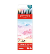 FIBRALO® BRUSH Sortiment PASTEL mit 6 Filzmalstiften mit Pinselspitze im Kartonetui