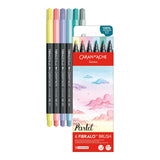 FIBRALO® BRUSH Sortiment PASTEL mit 6 Filzmalstiften mit Pinselspitze im Kartonetui