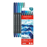 FIBRALO® BRUSH Sortiment MARINE mit 6 Filzmalstiften mit Pinselspitze im Kartonetui
